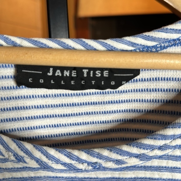Vintage Jane Tise Collection Blue White Stripe Top Size Medium - Picture 3 of 3